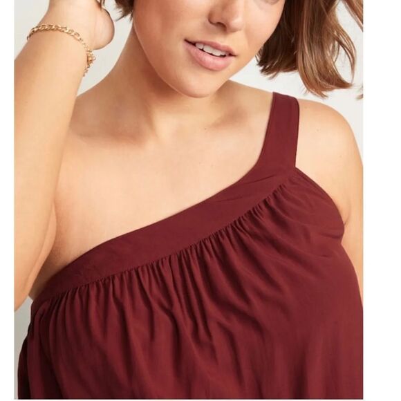 Old Navy Womens Size XXL ~ Burgundy Soft Woven One Shoulder - Picture 6 of 9
